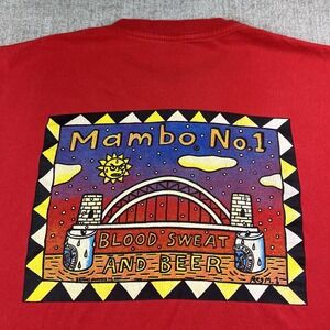 Mambo Graphics 2001 Vintage T shirt Blood Sweat and beer Mambo No.1 Sz Large Red